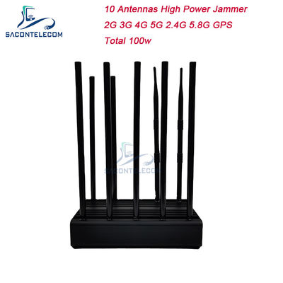 10 jammer Desktop WiFi 2G 3G 4G 5G das antenas 100w 80m GPS