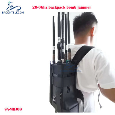 20-6000MHz Manpack drone jammer com 100W de potência e 40m de distância de interferência