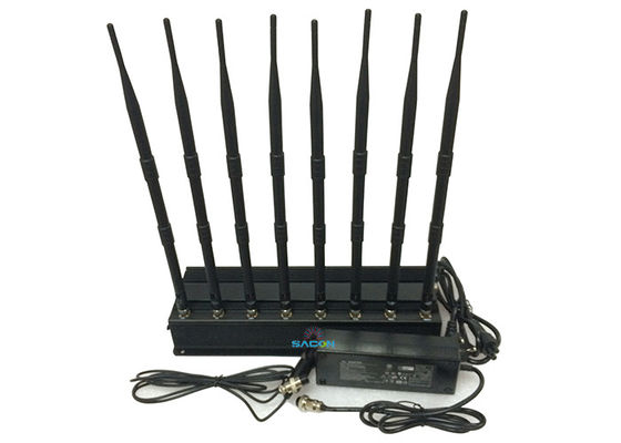 20W Jammer de Sinal de Celular de Alta Potência com 8 Antenas para Alcance de Bloqueio de 50m