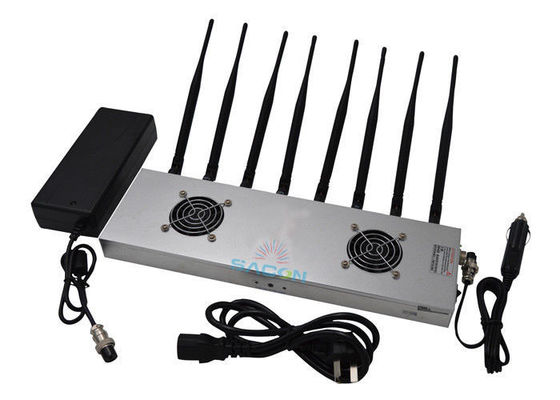 16W Bloqueador de Sinal de Alta Potência com 8 Bandas e Alcance de Bloqueio de 30m para Bloqueio de 2G 3G 4G WiFi