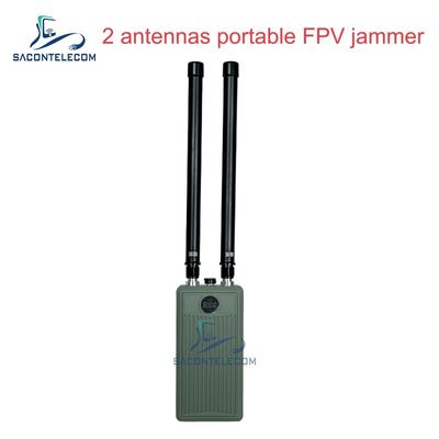 Bloqueador de drones portátil de 2 bandas portátil com 60W de potência de saída e bateria de 32000mAh