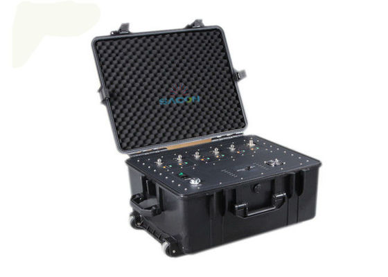 300W de alta potência 6 bandas VHF UHF Manpack Jammer com proteção VSWR para Walkie Talkie