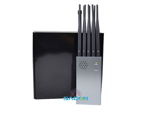 10W Jammer Portátil de Alta Potência para Celular com Bateria de 8000mAh e 10 Antenas Omni