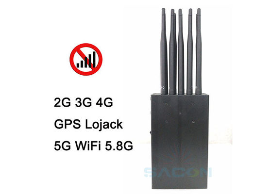 Bloqueador de interferência de sinal 5G portátil com 10 antenas de 15m de alcance e bateria de 8000mAh