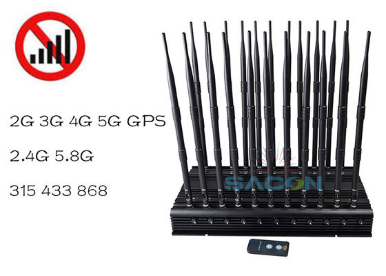 42W Power Ajustável Bandas Sinal Jammer Blocker com 40m de Alcance para Sinais VHF UHF 5G