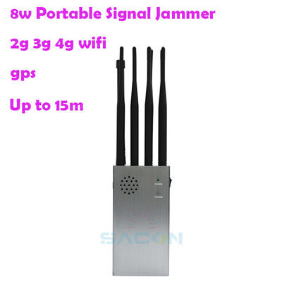 8000mAH Bateria 15m Range Portable Jammer de sinal de telefone celular com 8 antenas para proteção aprimorada