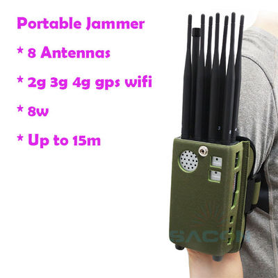 Bloqueador de Sinal GPS Portátil com Bateria de 8000mAH e 8 Antenas para Bloqueio de Sinal 2G 3G 4G