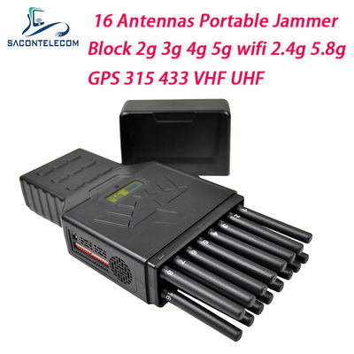 Portable 16 canais 12W Power Jammer e GPS Blocker para WiFi 2.4G 5.8G Frequências