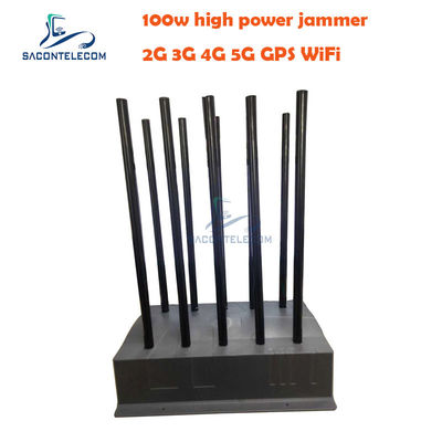 100W Jammer de Sinal de Alta Potência com 10 Canais para Dispositivo de Bloqueio de VHF UHF GPS