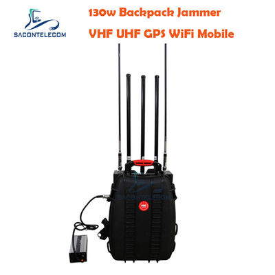 Jammer Manpack VHF UHF de 5 canais com 120m de distância e bateria embutida para bloqueio de sinal portátil