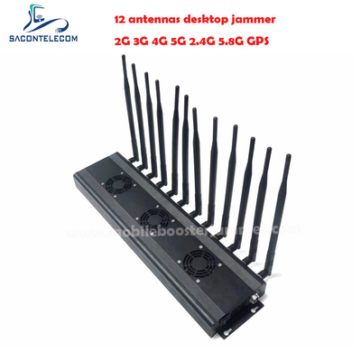 AC110V 48w Desktop Signal Jammer 2G 3G 4G 5G 2.4G 5.8G VHF UHF 12 Bandas