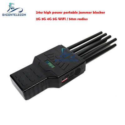 Interruptor de sinal portátil de 50m de longo alcance 8 antenas e bloqueador de telefone móvel para GPS 2G 3G 4G 5G