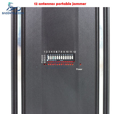 12 canais 12W portavel telefone celular jammer com 15m raio de interferência para bloqueio de sinal móvel
