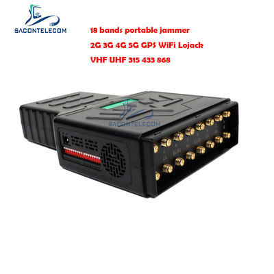ABS 18W Portable 5G Mobile Phone Signal Jammer com cobertura de bandas completas e alcance de 20m