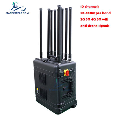 500W High Power Manpack Bomb Jammer com 10 antenas e 300m de alcance para proteção de comboio