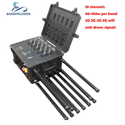 500W High Power Manpack Bomb Jammer com 10 antenas e 300m de alcance para proteção de comboio
