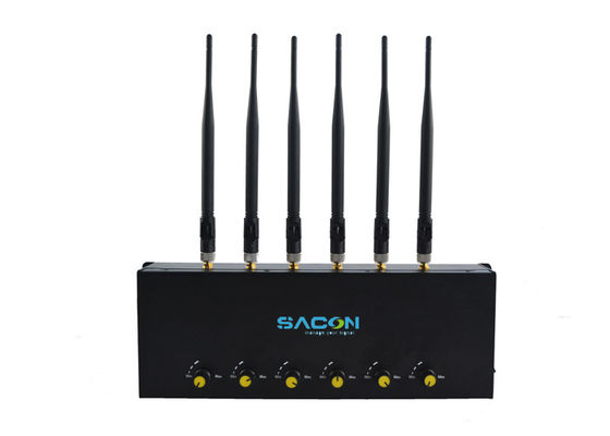 6 antenas de potência de saída ajustável interferente de sinal de telefone móvel com alcance de 40 metros