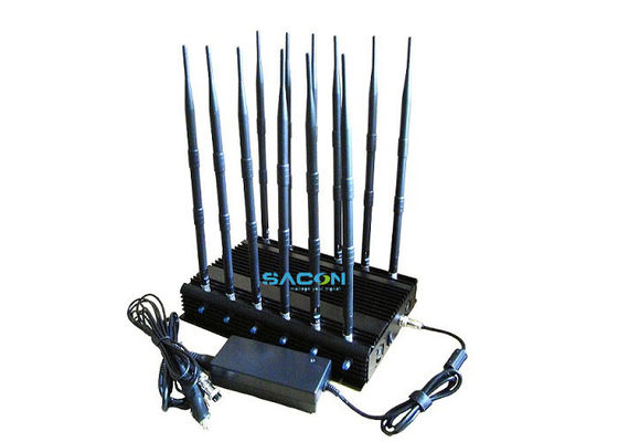 30W Bloqueador de Sinal de Alta Potência com 12 Bandas e Alcance de 50m para Bloqueio de Sinal de Celular e Sem Fio
