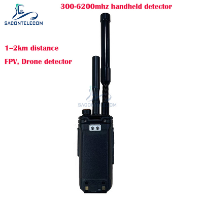 Detector de drones portáteis de 2 km Fpv 300-6200mhz 2 antenas Detector de sinais anti-drone portátil