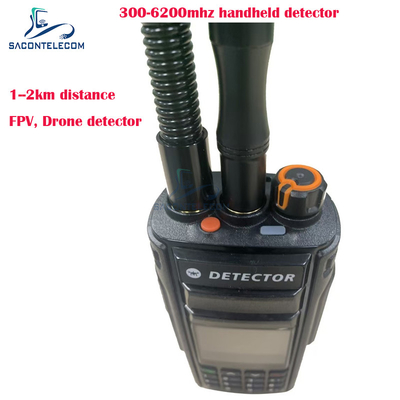 Detector de drones portáteis de 2 km Fpv 300-6200mhz 2 antenas Detector de sinais anti-drone portátil