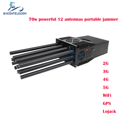 12 Bandas Interruptor de sinal de telemóvel portátil com 70 watts de potência e até 60m de raio