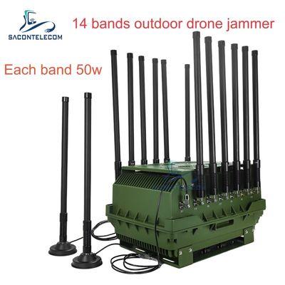 14 canais 700W High Power Anti Drone Jammer com 2KM Jamming Range para segurança ao ar livre