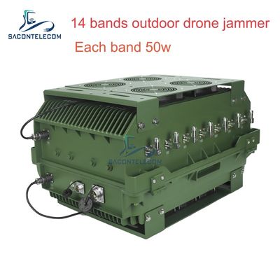 14 canais 700W High Power Anti Drone Jammer com 2KM Jamming Range para segurança ao ar livre