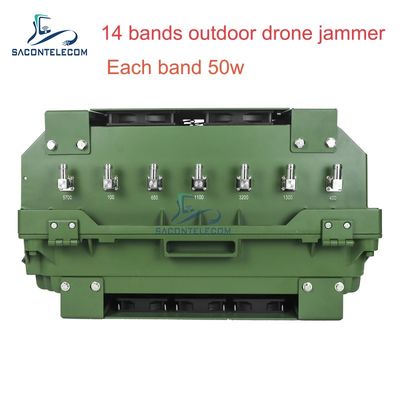 14 canais 700W High Power Anti Drone Jammer com 2KM Jamming Range para segurança ao ar livre