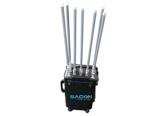 350W 7 Canais Manpack Jammer com Antenas de Fibra de Vidro para Bloqueio de Sinal 3G 4G GPS