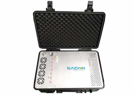 350W 7 Canais Manpack Jammer com Antenas de Fibra de Vidro para Bloqueio de Sinal 3G 4G GPS
