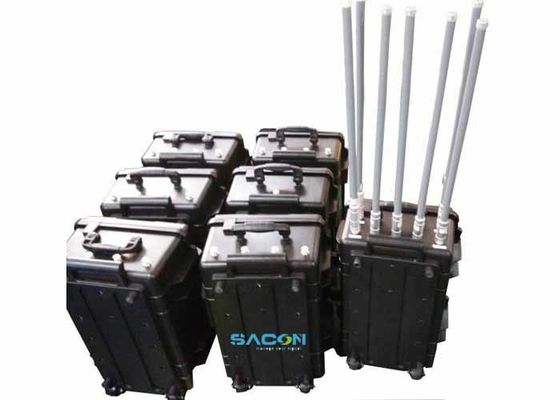 350W 7 Canais Manpack Jammer com Antenas de Fibra de Vidro para Bloqueio de Sinal 3G 4G GPS