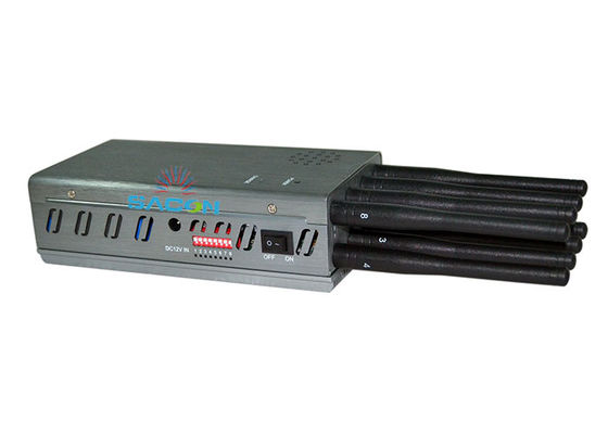 Interruptor de sinal portátil de 8 watts com alcance de 30 m e 8 antenas para bloqueio de telefones celulares