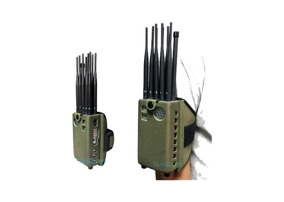 10W Jammer Portátil de Alta Potência para Celular com Bateria de 8000mAh e 10 Antenas Omni