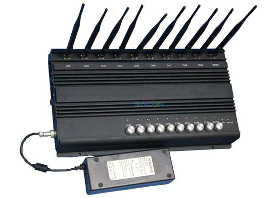 20W High Power Signal Jammer com 10 antenas para 50m Jamming Range Bloqueando sinais WiFi 2G 3G 4G GPS