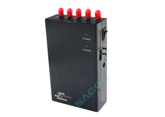 Jammer Móvel Portátil com 5 Canais 2G 3G WiFi GPS Bloqueio e Potência de Saída de 2.5W Bateria Embutida