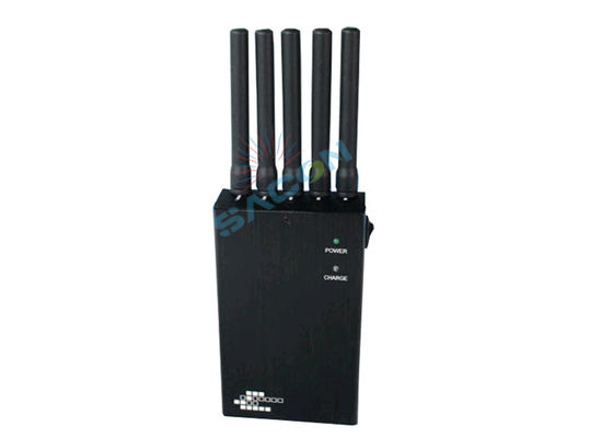 Jammer Móvel Portátil com 5 Canais 2G 3G WiFi GPS Bloqueio e Potência de Saída de 2.5W Bateria Embutida