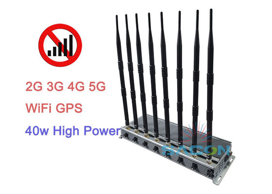 Interruptor de sinal 5G de alta potência de 40W com 8 antenas e alcance de 80 metros para áreas seguras