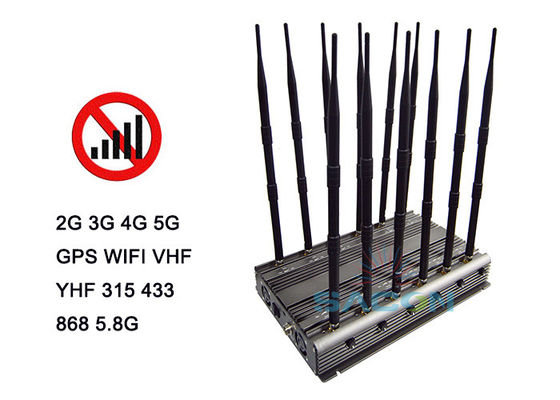 Bloqueador de Sinal 5G de 80W com 12 Antenas e Controle Remoto Infravermelho para Bloqueio de Celular