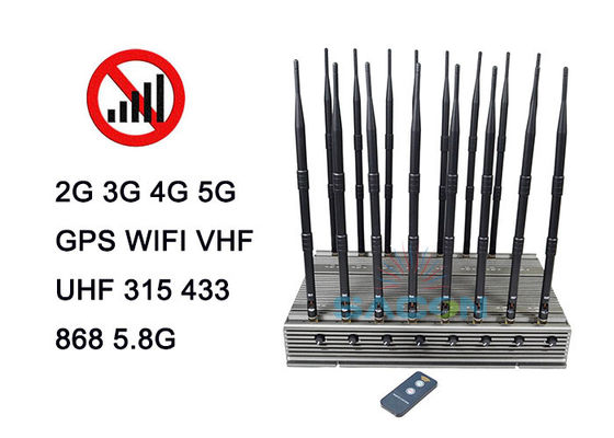 16 Antenas Bloqueador de Sinal 5G com Potência de Saída de 100W e Raio de Bloqueio de 80m