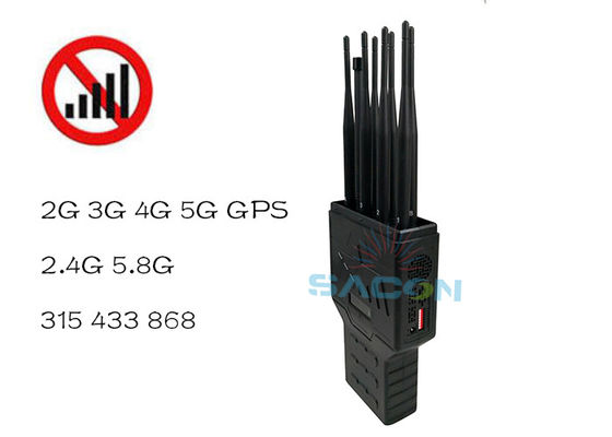 16W Alta Potência 8 Antenas Interruptor de sinal portátil com bateria incorporada para GPS Wi-Fi 2G 3G 4G Bloqueio