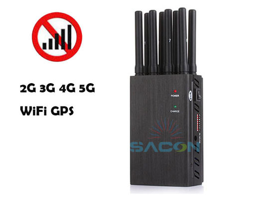 8 Bandas Bloqueador de Sinal Portátil com Potência de Saída de 4W e Alcance de 20m para Bloqueio de WiFi GPS 2G 3G 4G