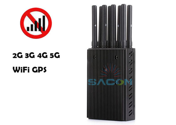 8 Bandas Bloqueador de Sinal Portátil com Potência de Saída de 4W e Alcance de 20m para Bloqueio de WiFi GPS 2G 3G 4G