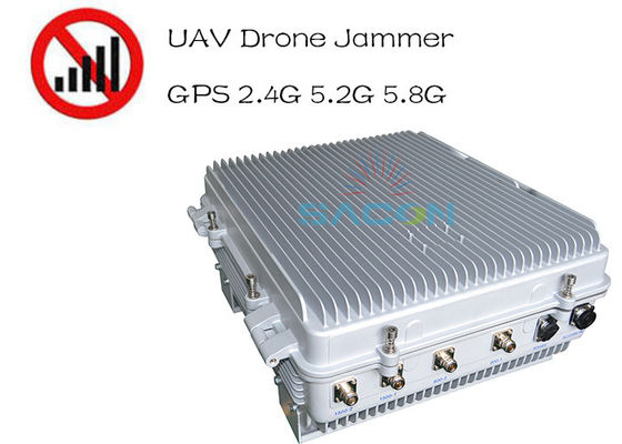 IP64 resistente à água Alta potência 385w Drone Jammer de sinal 1.5km GPS de longa distância 2.4G 5.8G