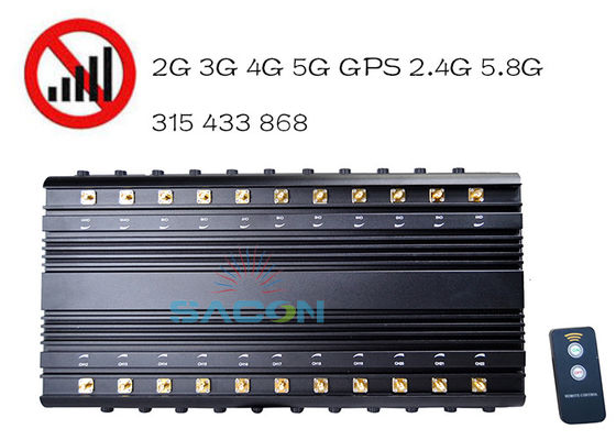 22 antenas 42W Output Power Signal Jammer com alcance de interferência de 40m para bloqueio móvel e WiFi