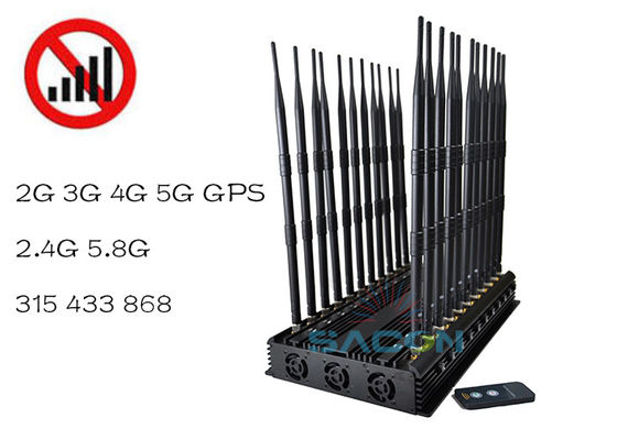 42W Power Ajustável Bandas Sinal Jammer Blocker com 40m de Alcance para Sinais VHF UHF 5G