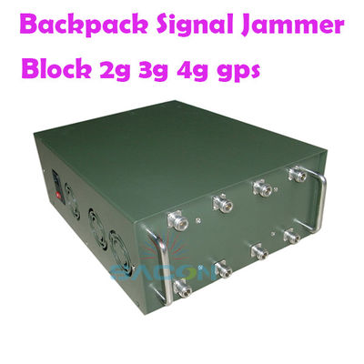 120W Output Power Backpack Signal Jammer com 8 Antenas e 100m Range para 2G 3G 4G 5G VHF UHF WiFi GPS Bloqueio