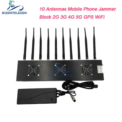 Bloqueador de Sinal 433MHz com Alcance de 40m, 10 Canais e Potência de Saída de 18W para Bloqueio de GPS e WiFi