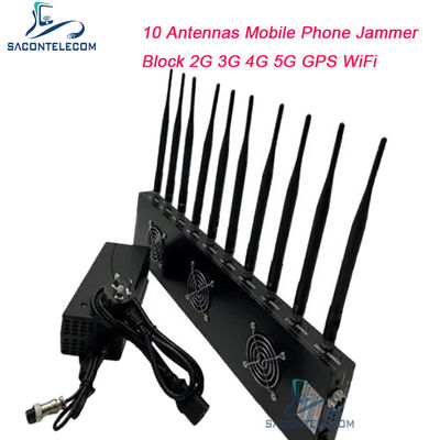 Bloqueador de Sinal 433MHz com Alcance de 40m, 10 Canais e Potência de Saída de 18W para Bloqueio de GPS e WiFi