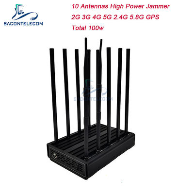 Interruptor de sinal de 100W 10 antenas com alcance de 80m para bloqueio de telefone celular e GPS