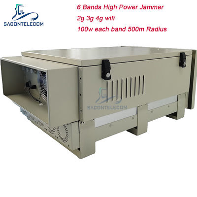 600W 6 Bandas Bloqueador de Sinal para Prisão ao Ar Livre com Raio de Bloqueio de 50-600m para 2G 3G 4G 5G WiFi GPS